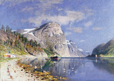A Fjord Steamer by Adelsteen Normann